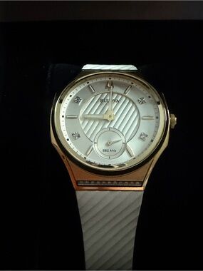 Bulova White and Gold Women's Diamond Accent Watch